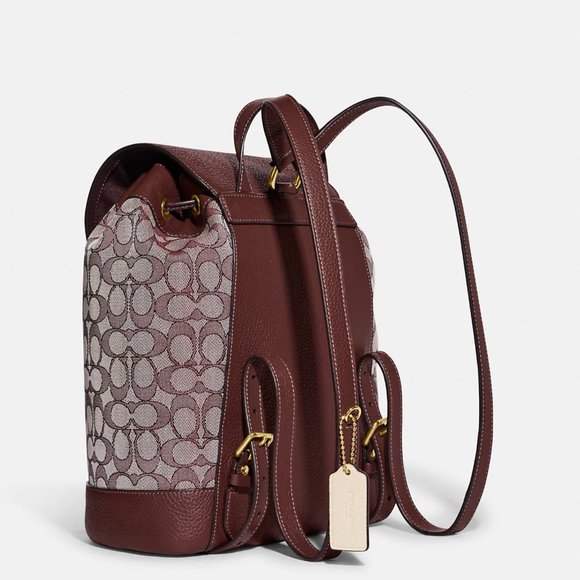 NWT - COACH Dempsey Drawstring Backpack In Signature Jacquard w Stripe And Patch main image 6